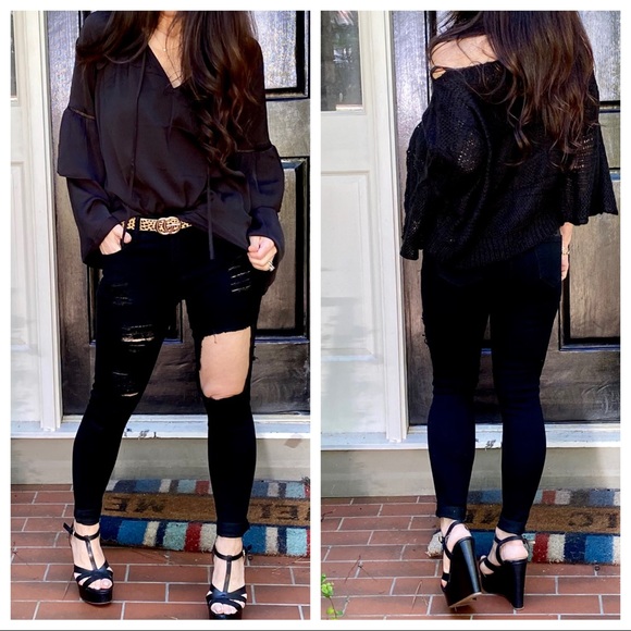 ✨LAST ONES✨Black Ultra Distressed Skinny Jeans - Picture 9 of 9